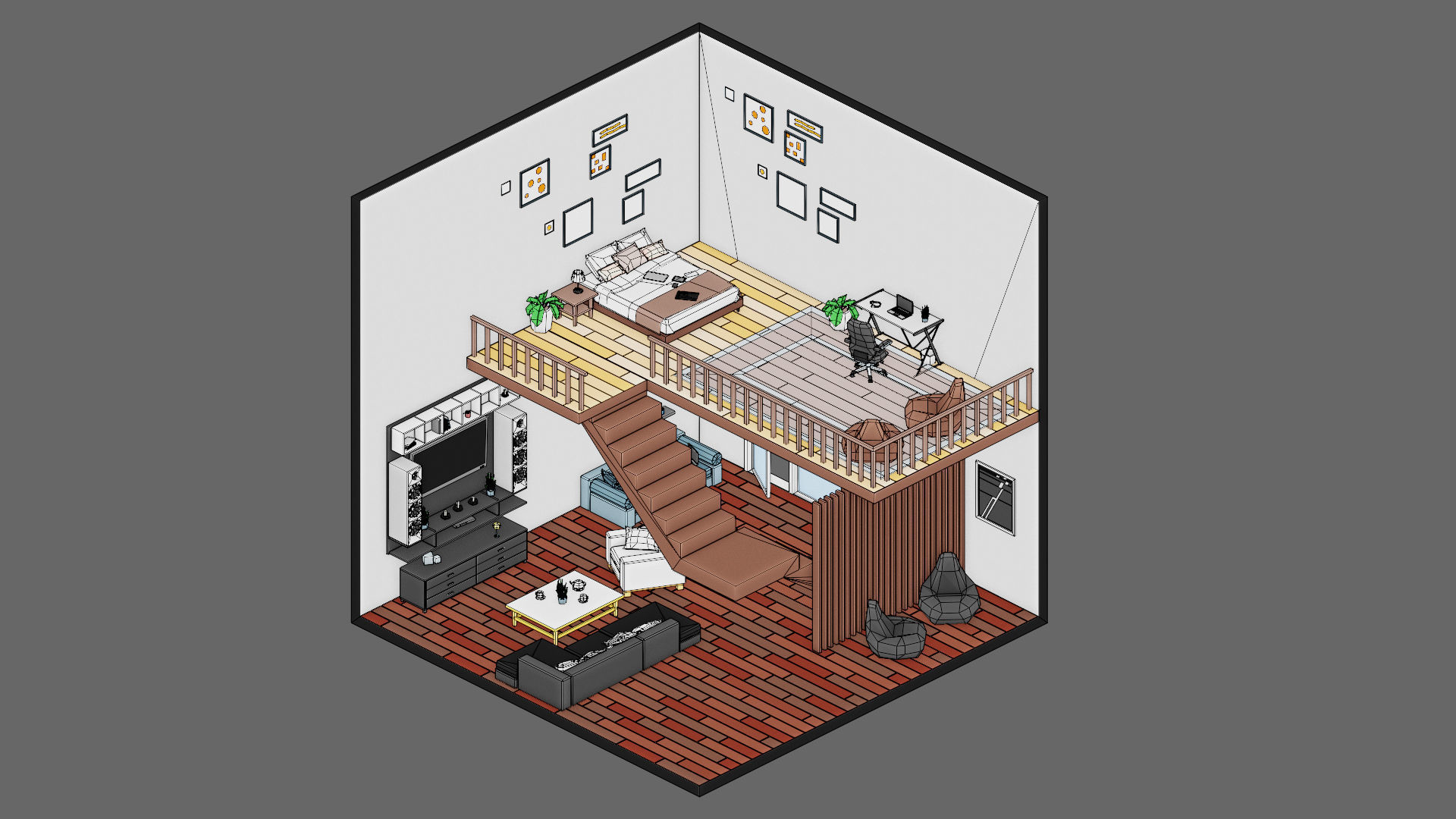 low poly interior 12 Low-poly 3D model_27