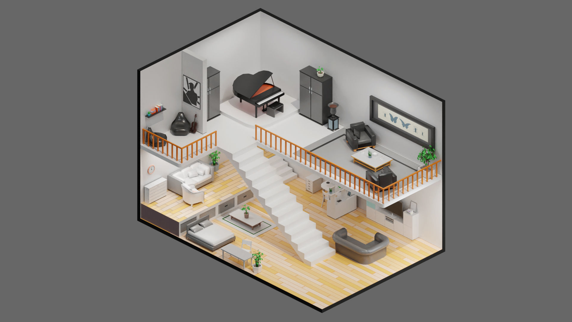 low poly interior 12 Low-poly 3D model_6