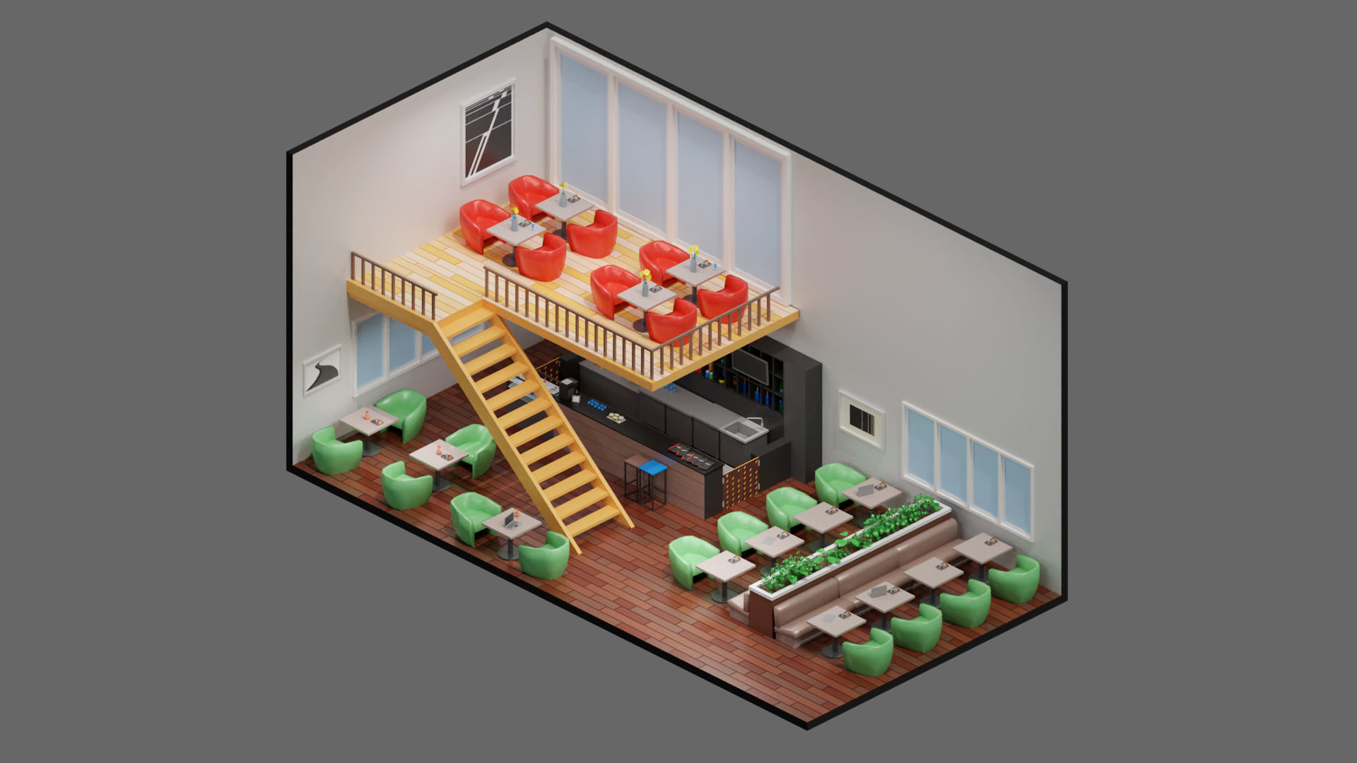 low poly interior 12 Low-poly 3D model_12