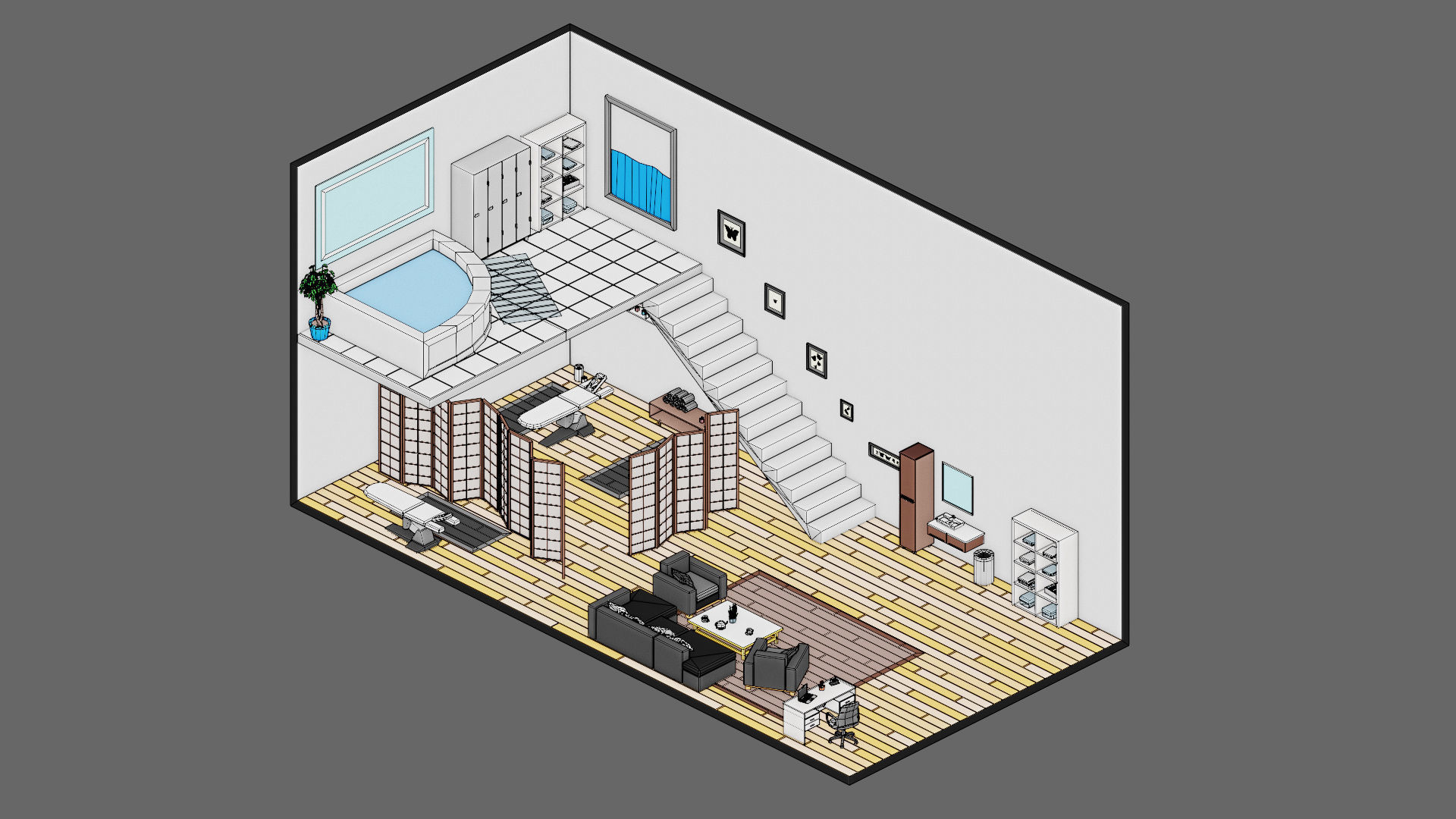 low poly interior 12 Low-poly 3D model_35
