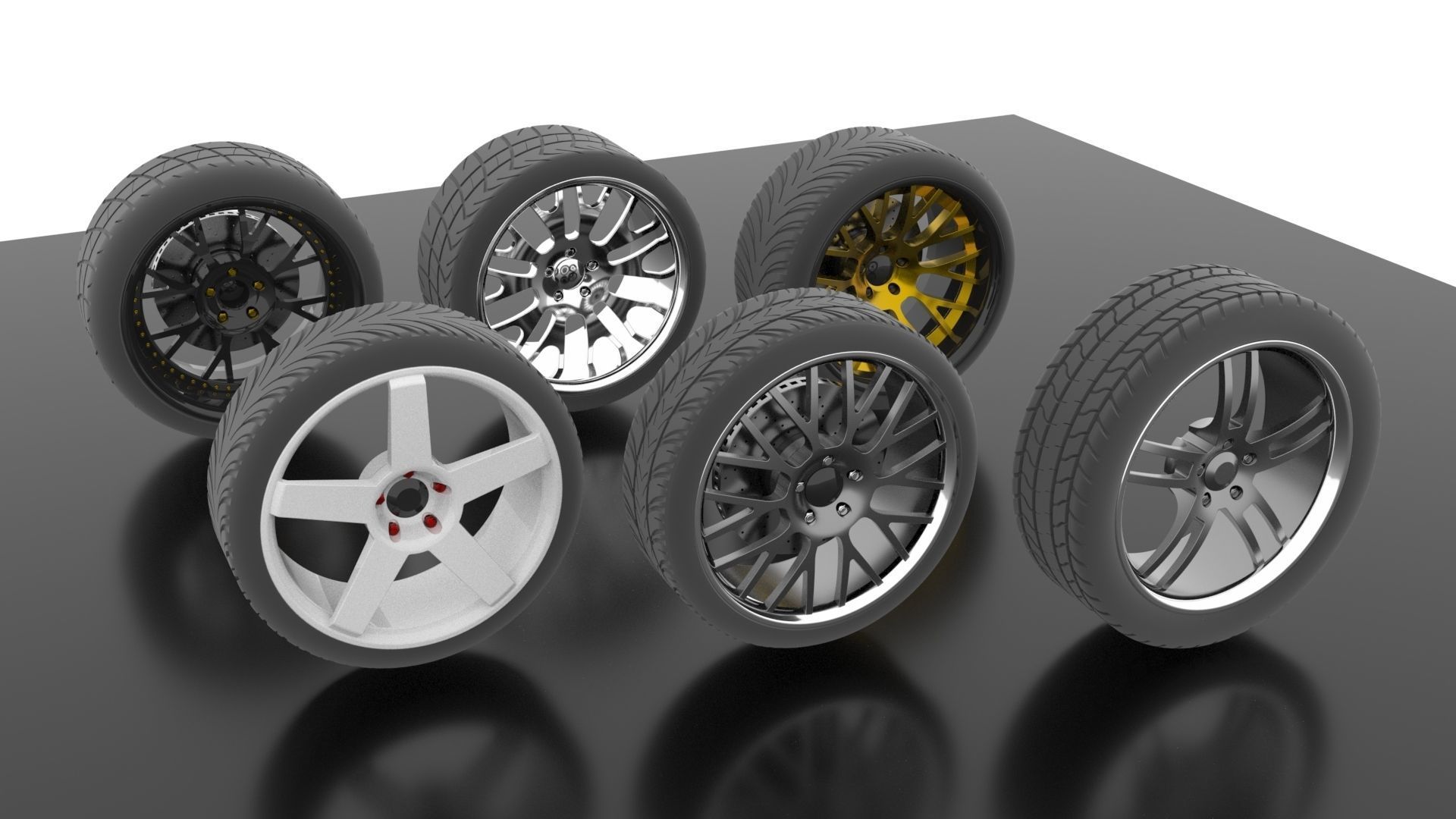 High quality aftermarket customizable tuner wheel pack 3D model_2