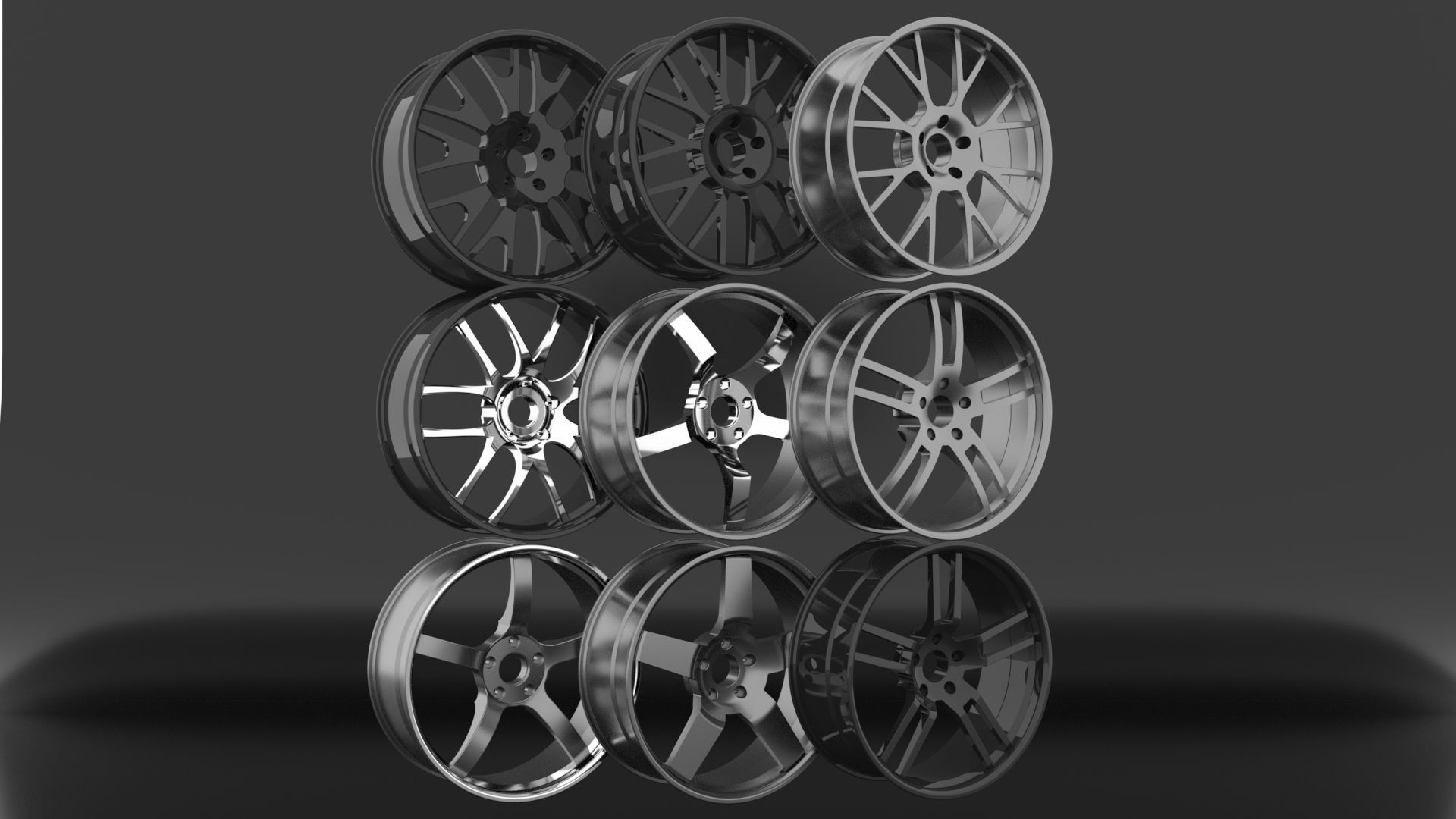 High quality aftermarket customizable tuner wheel pack 3D model_3