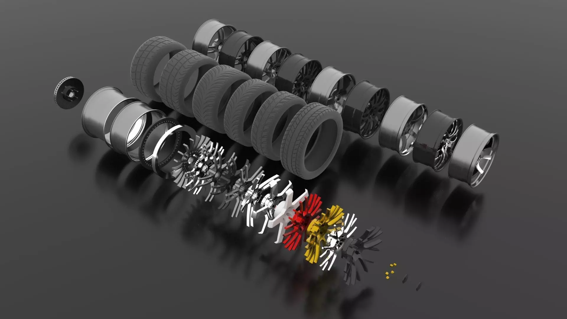 High quality aftermarket customizable tuner wheel pack 3D model_0