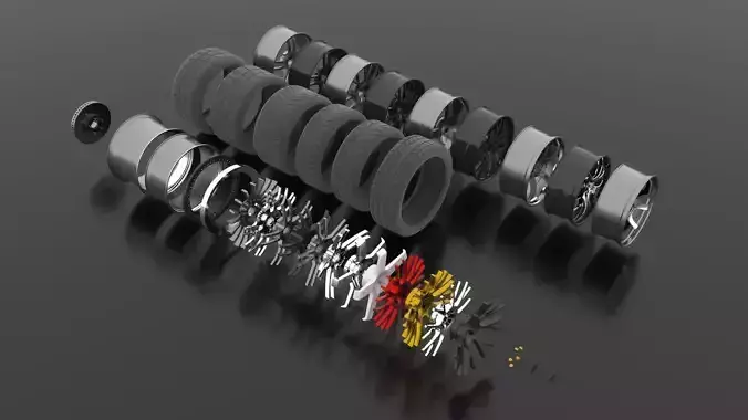 High quality aftermarket customizable tuner wheel pack 3D model