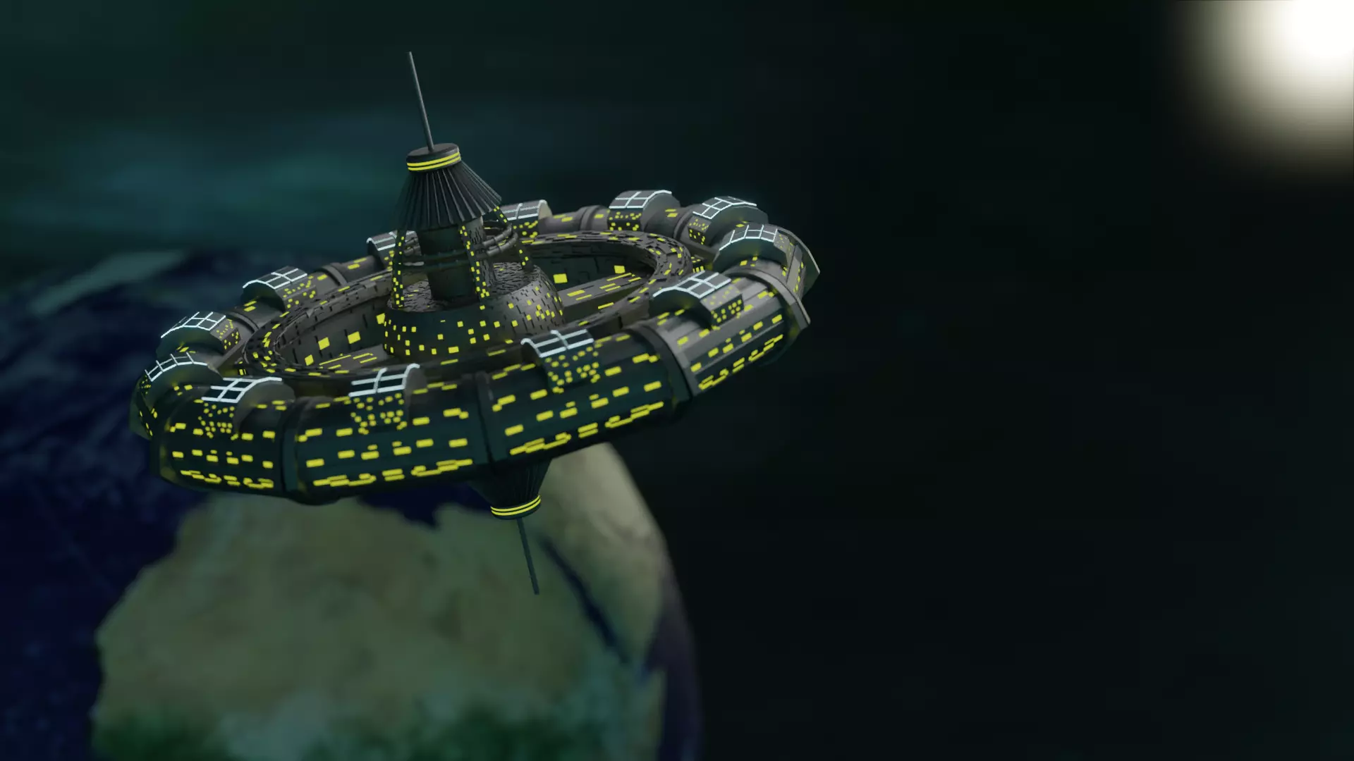 space station Low-poly 3D model_0