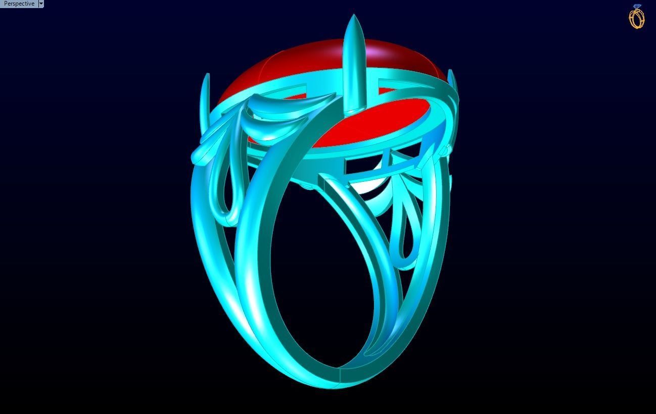 Gemstone Rings - Oval stone ring - Womens Rings 3D print model_9