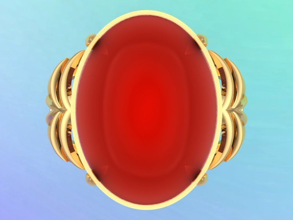 Gemstone Rings - Oval stone ring - Womens Rings 3D print model_3