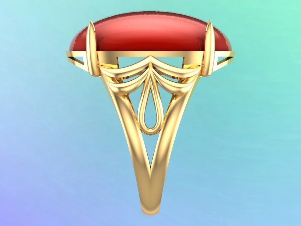 Gemstone Rings - Oval stone ring - Womens Rings 3D print model_4
