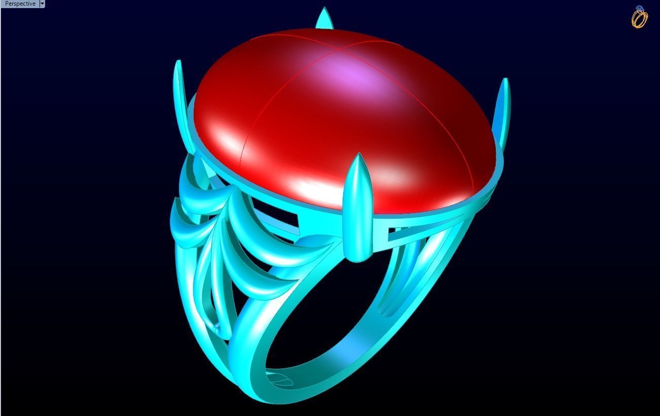 Gemstone Rings - Oval stone ring - Womens Rings 3D print model_6