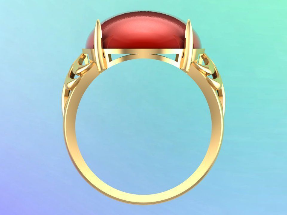 Gemstone Rings - Oval stone ring - Womens Rings 3D print model_5