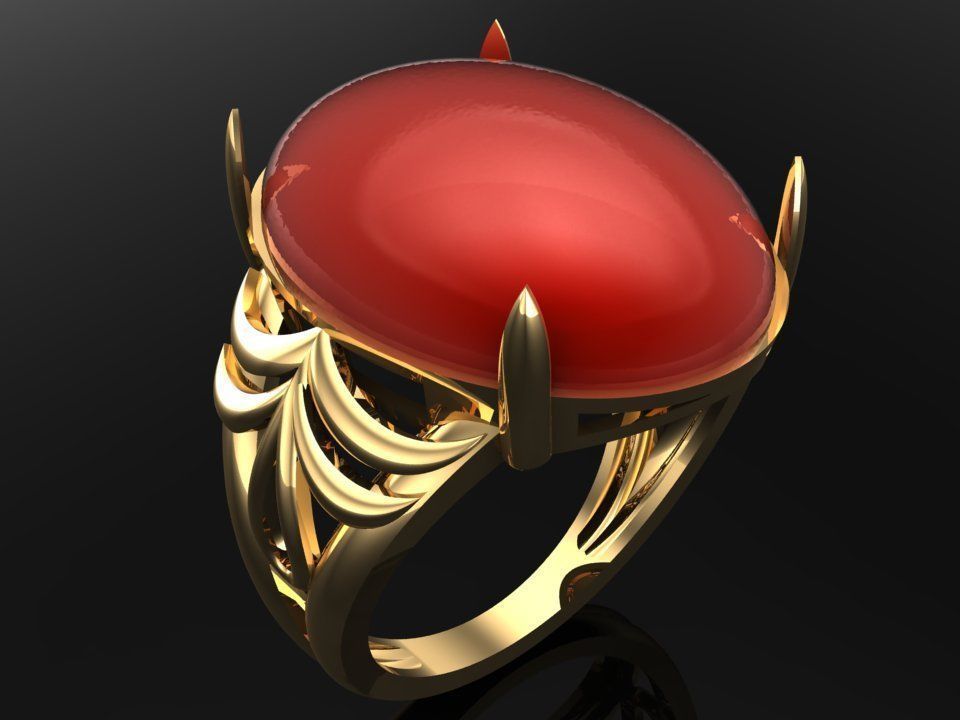 Gemstone Rings - Oval stone ring - Womens Rings 3D print model_2