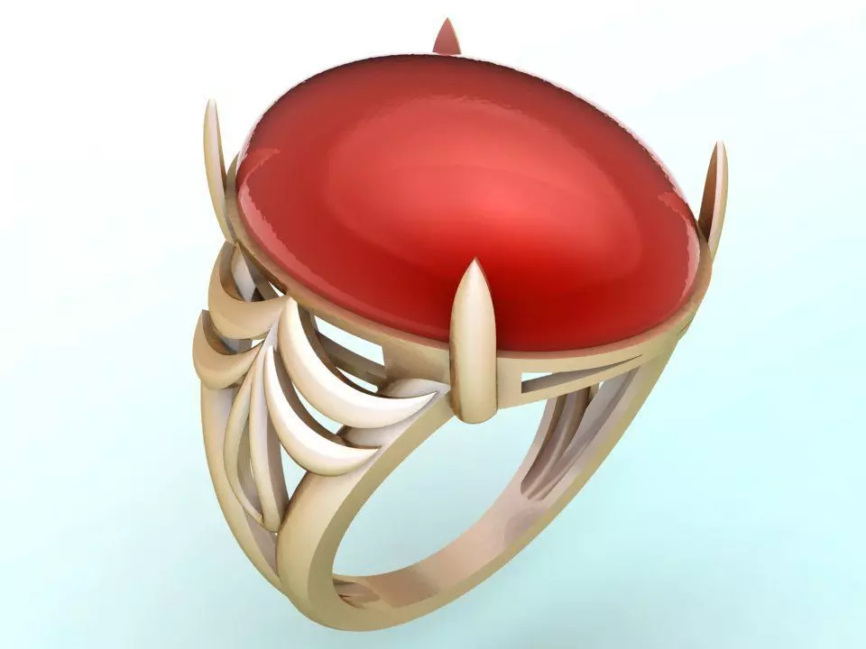 Gemstone Rings - Oval stone ring - Womens Rings 3D print model_0