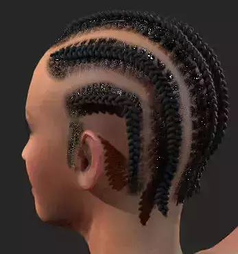 African Local Braid Low-poly 3D model
