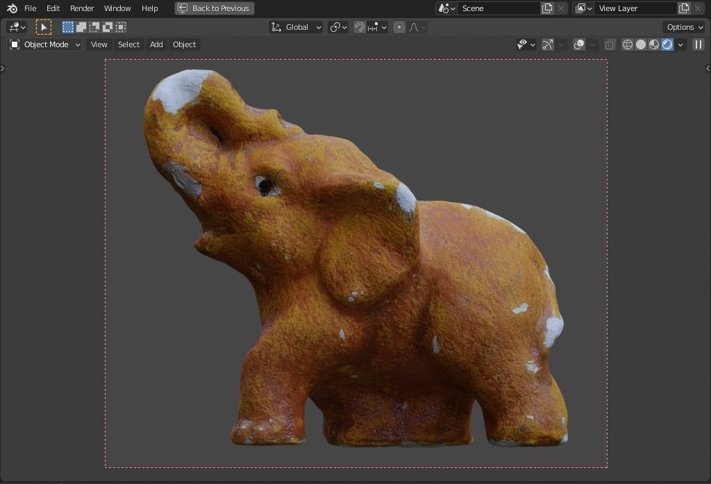 plaster elephant Low-poly 3D model_3