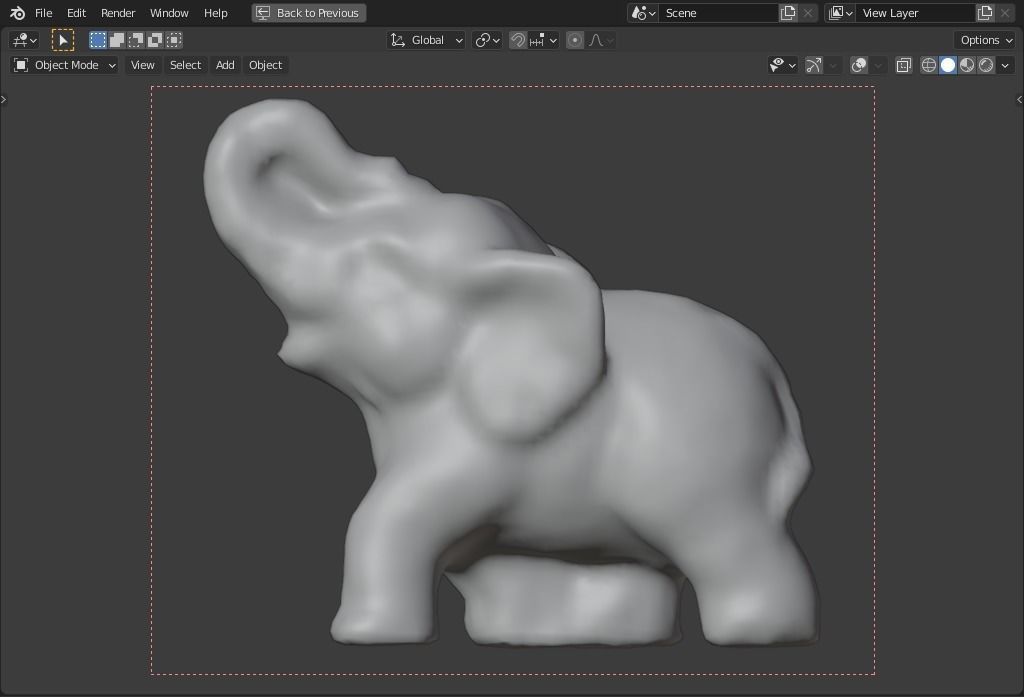 plaster elephant Low-poly 3D model_7