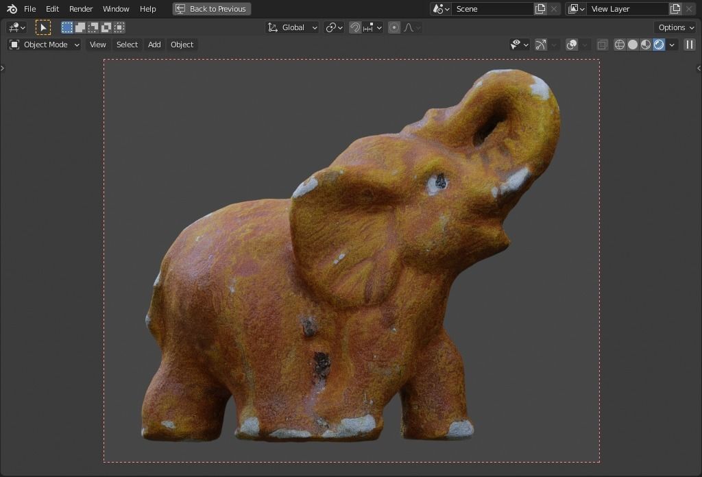 plaster elephant Low-poly 3D model_5