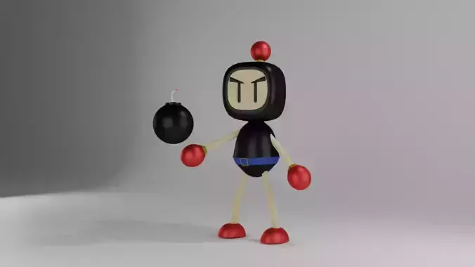 bomberman cartoon character holding ball