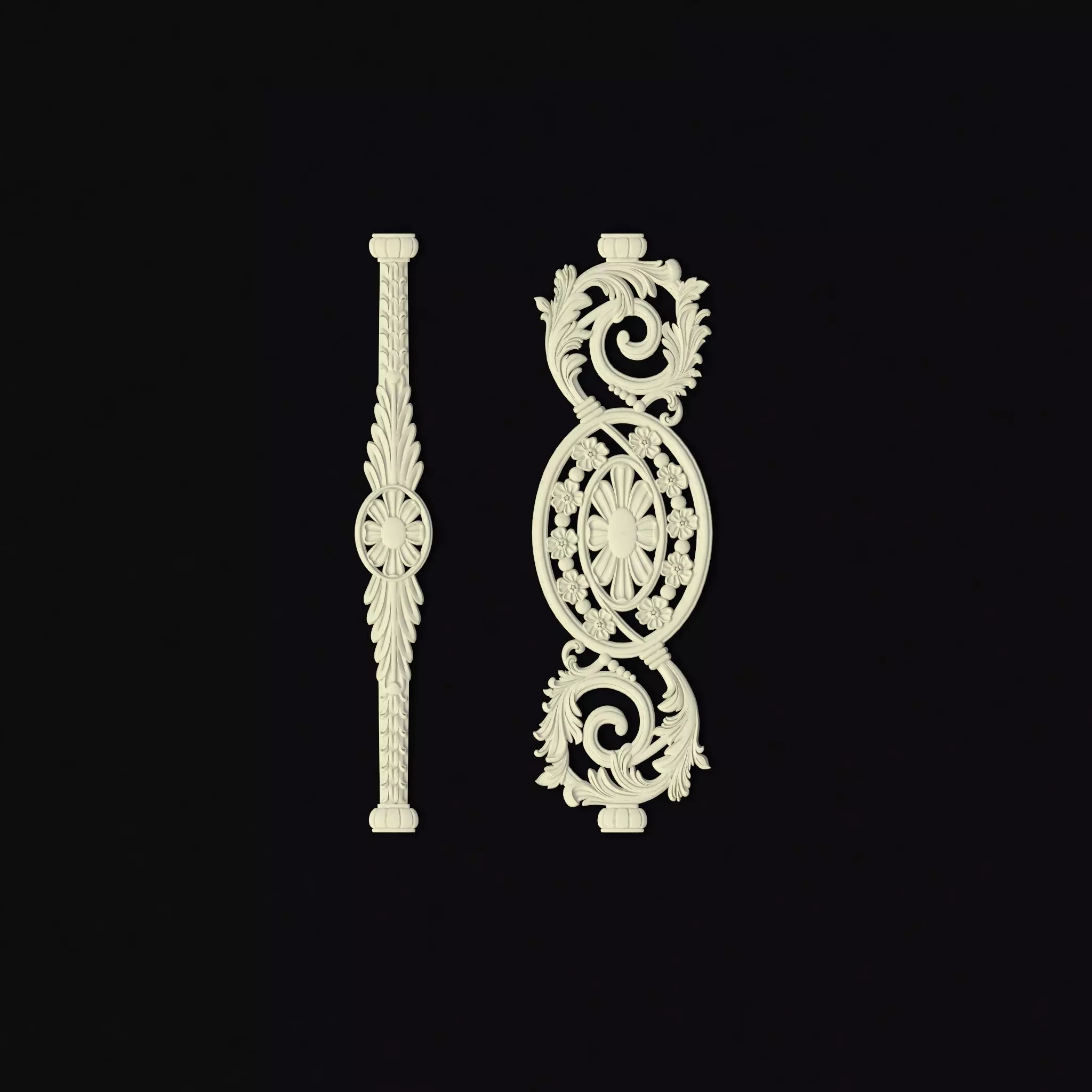 Central decor ornament for furniture 3D model