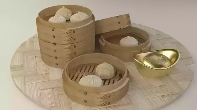 Chinese dim sum bamboo steamer