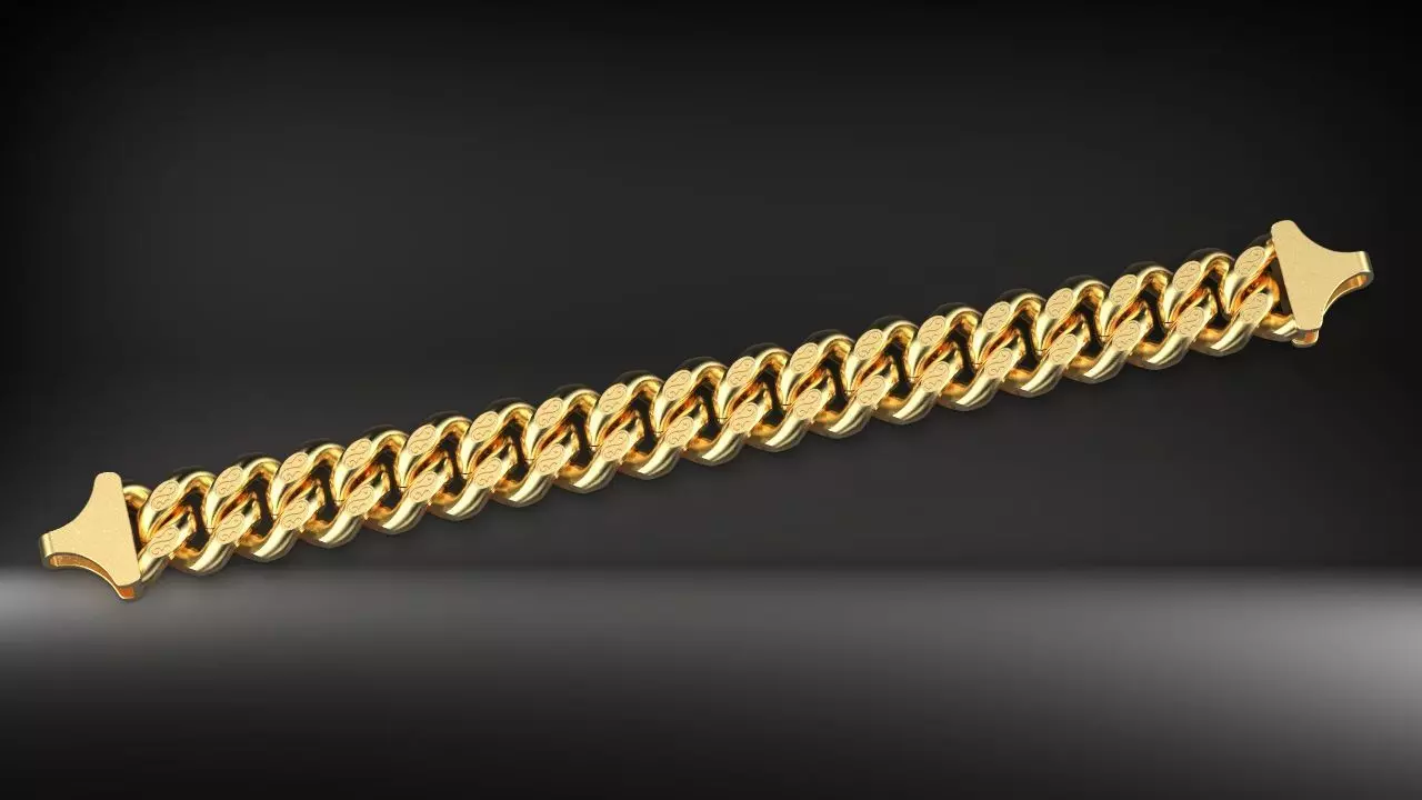 Cuban Chain Engraving Bracelet 3D print model