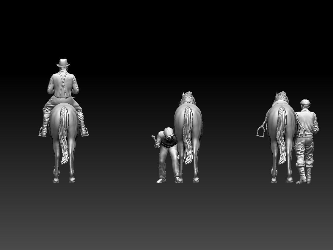 workers and horses 3D print model_7