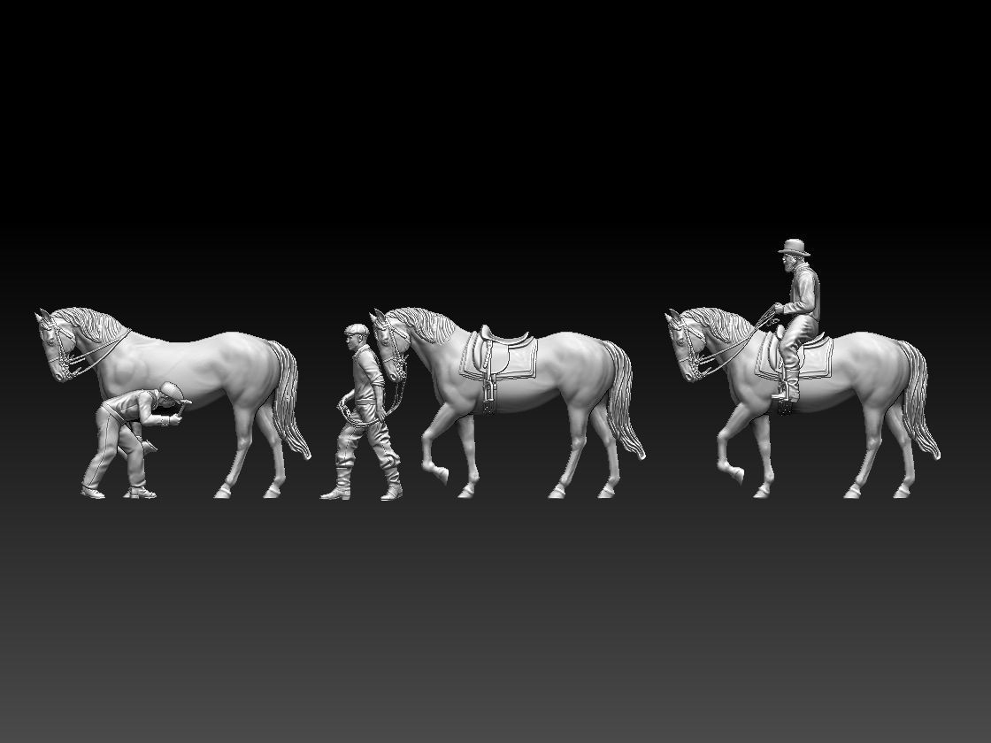 workers and horses 3D print model_1