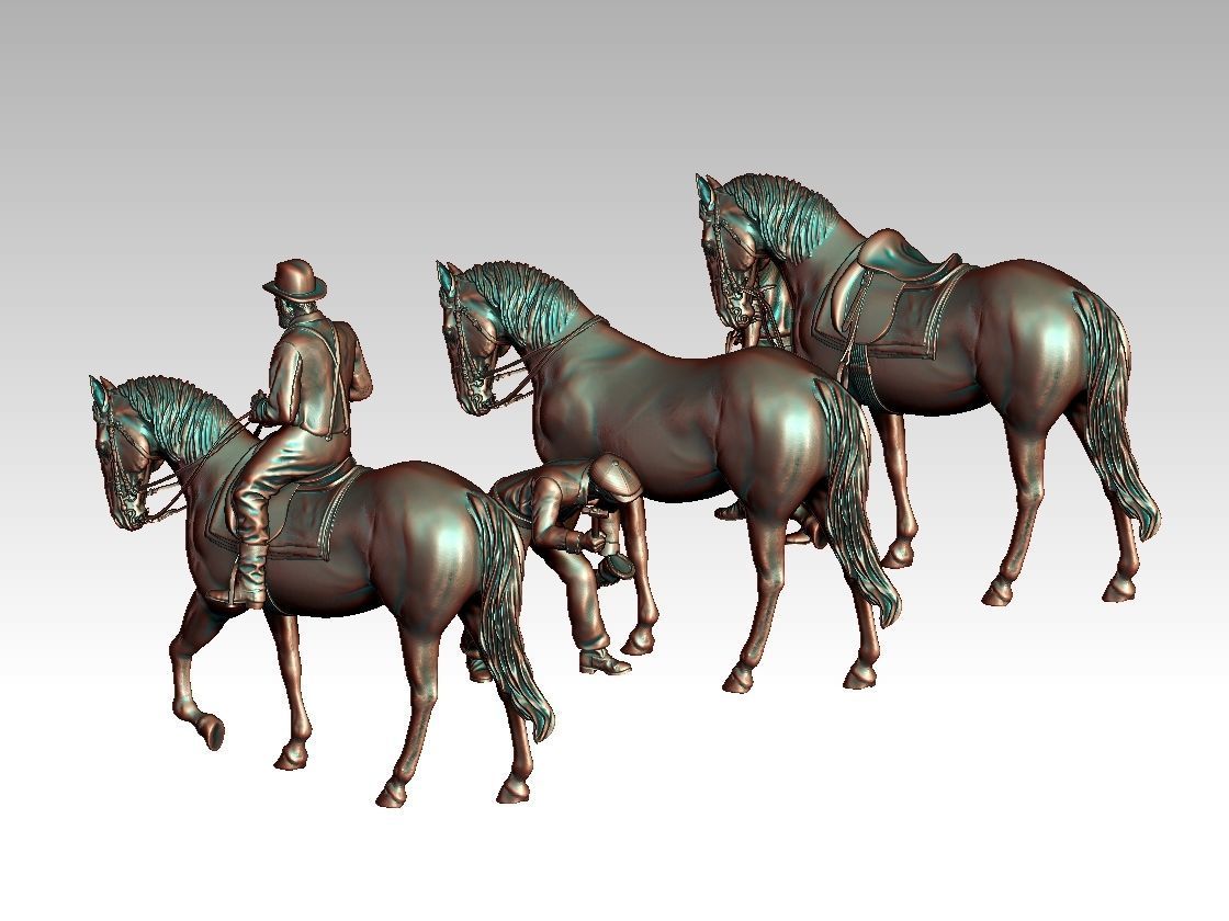 workers and horses 3D print model_3