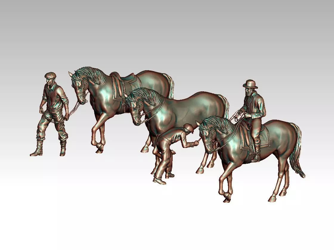 workers and horses 3D print model_0