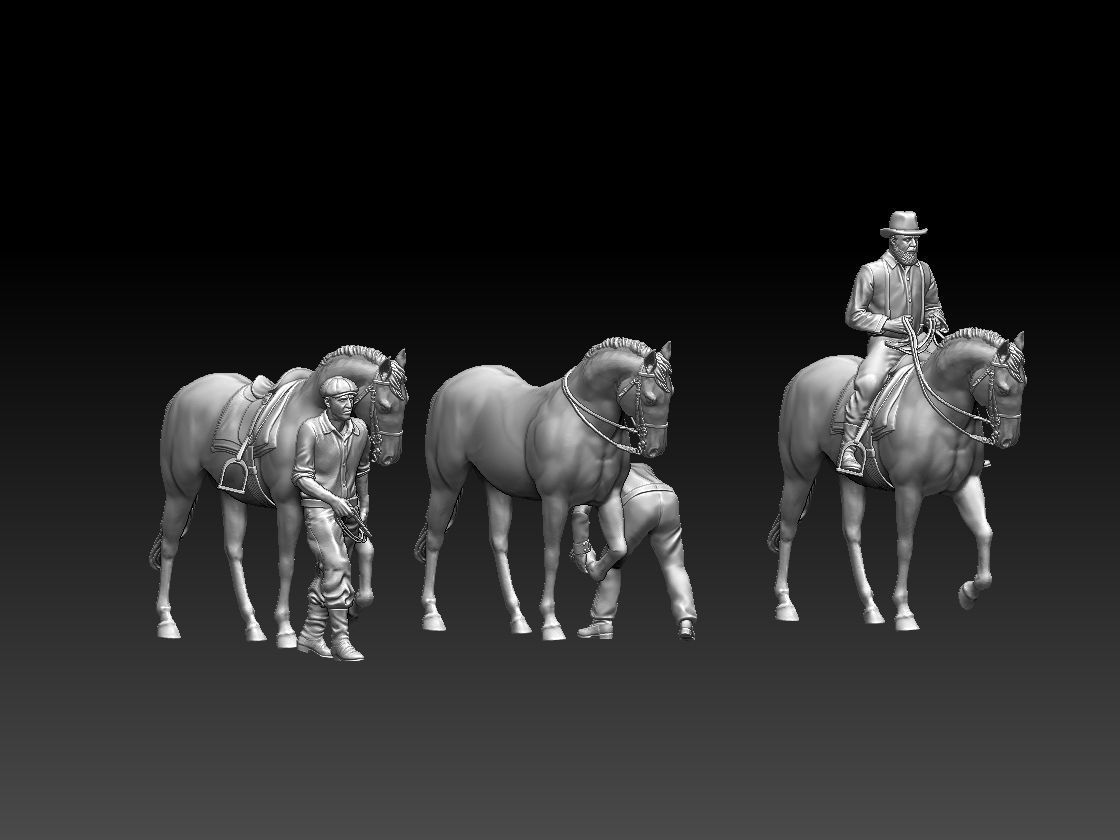workers and horses 3D print model_4