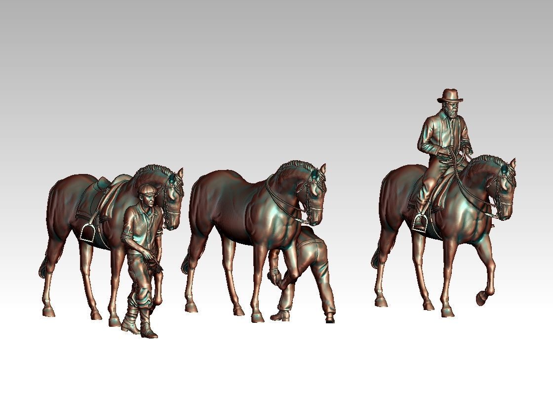 workers and horses 3D print model_9