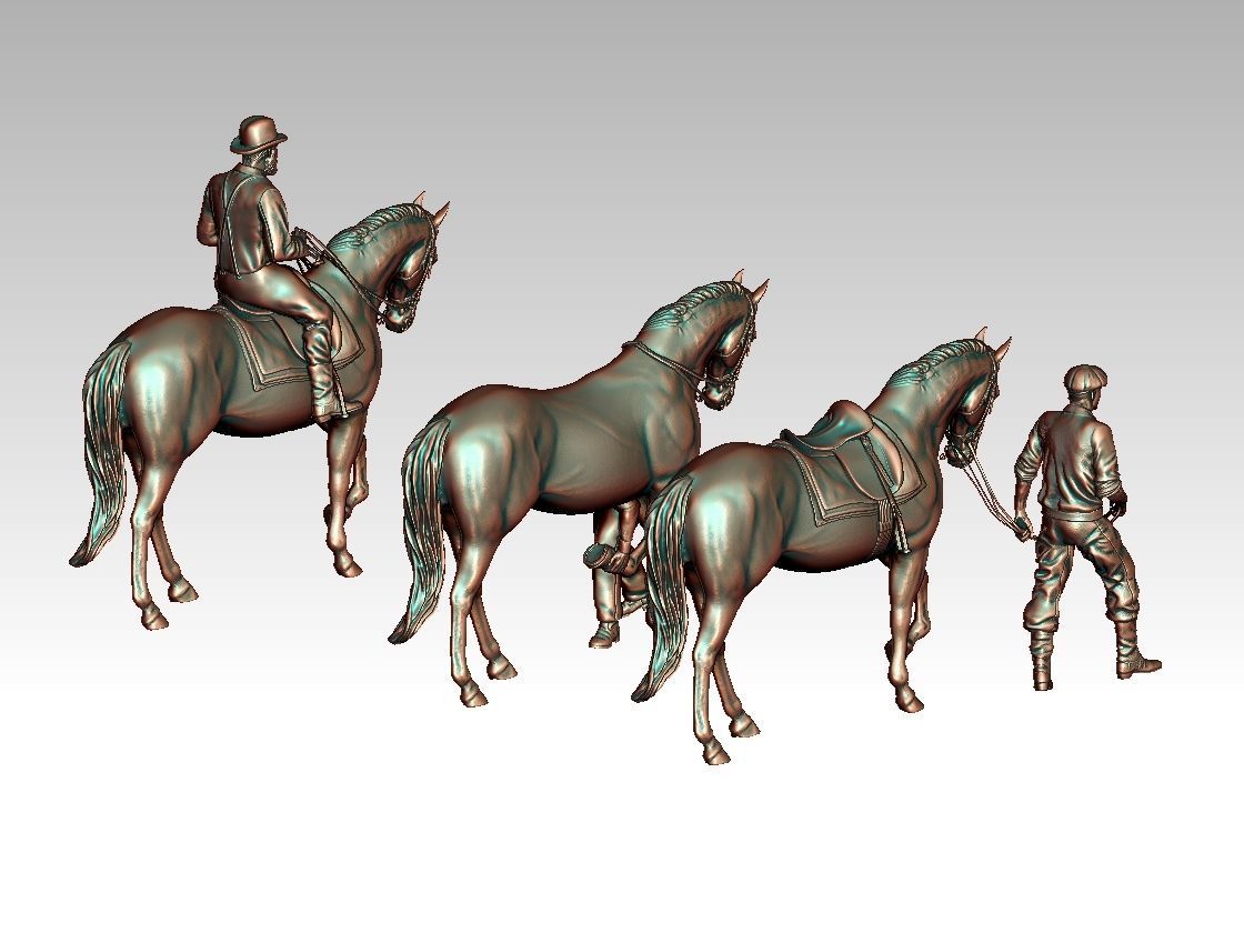 workers and horses 3D print model_2