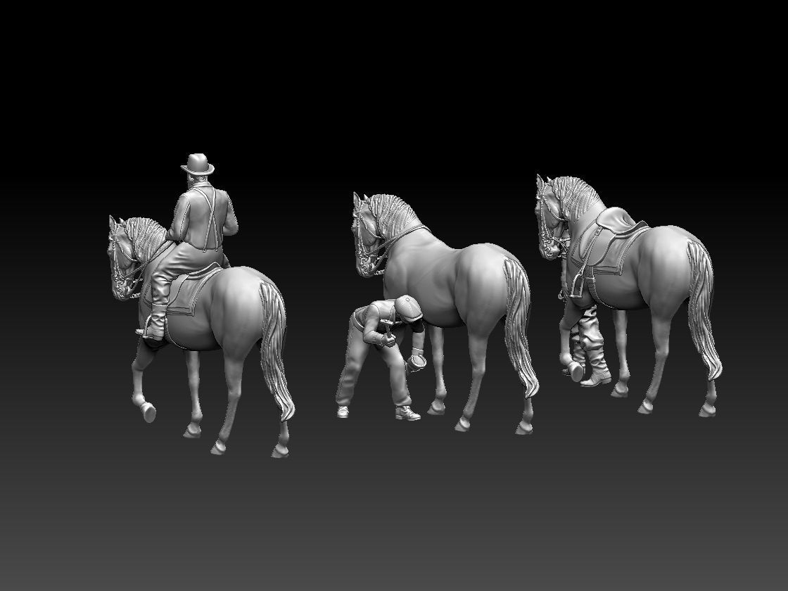workers and horses 3D print model_8
