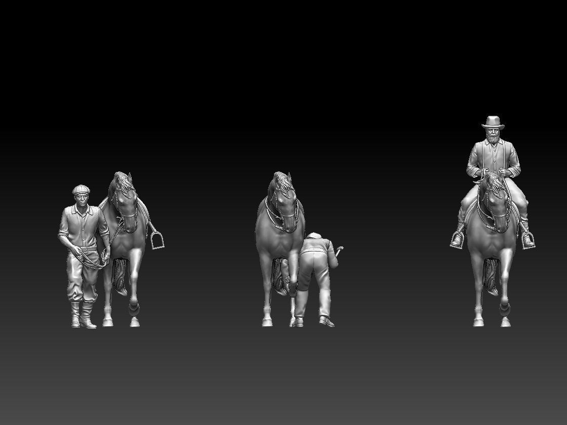 workers and horses 3D print model_5