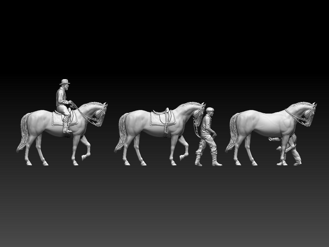 workers and horses 3D print model_6