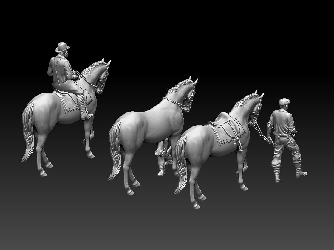 workers and horses 3D print model_10