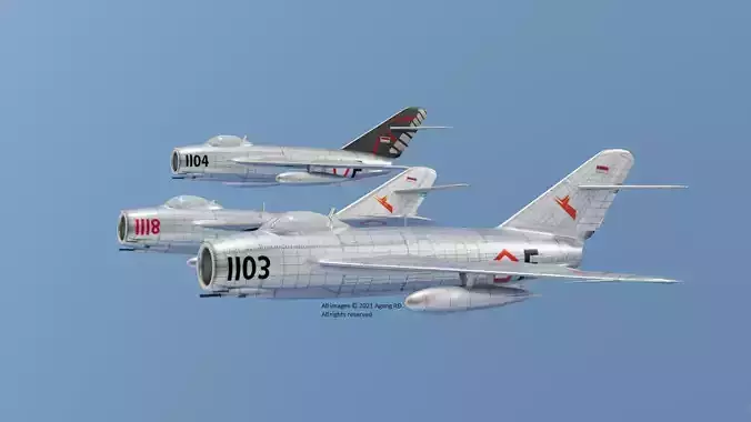 MiG 17 Fresco AURI Indonesian Air Force Low-poly 3D model