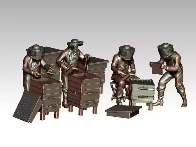 apiary and beekeepers 3D print model