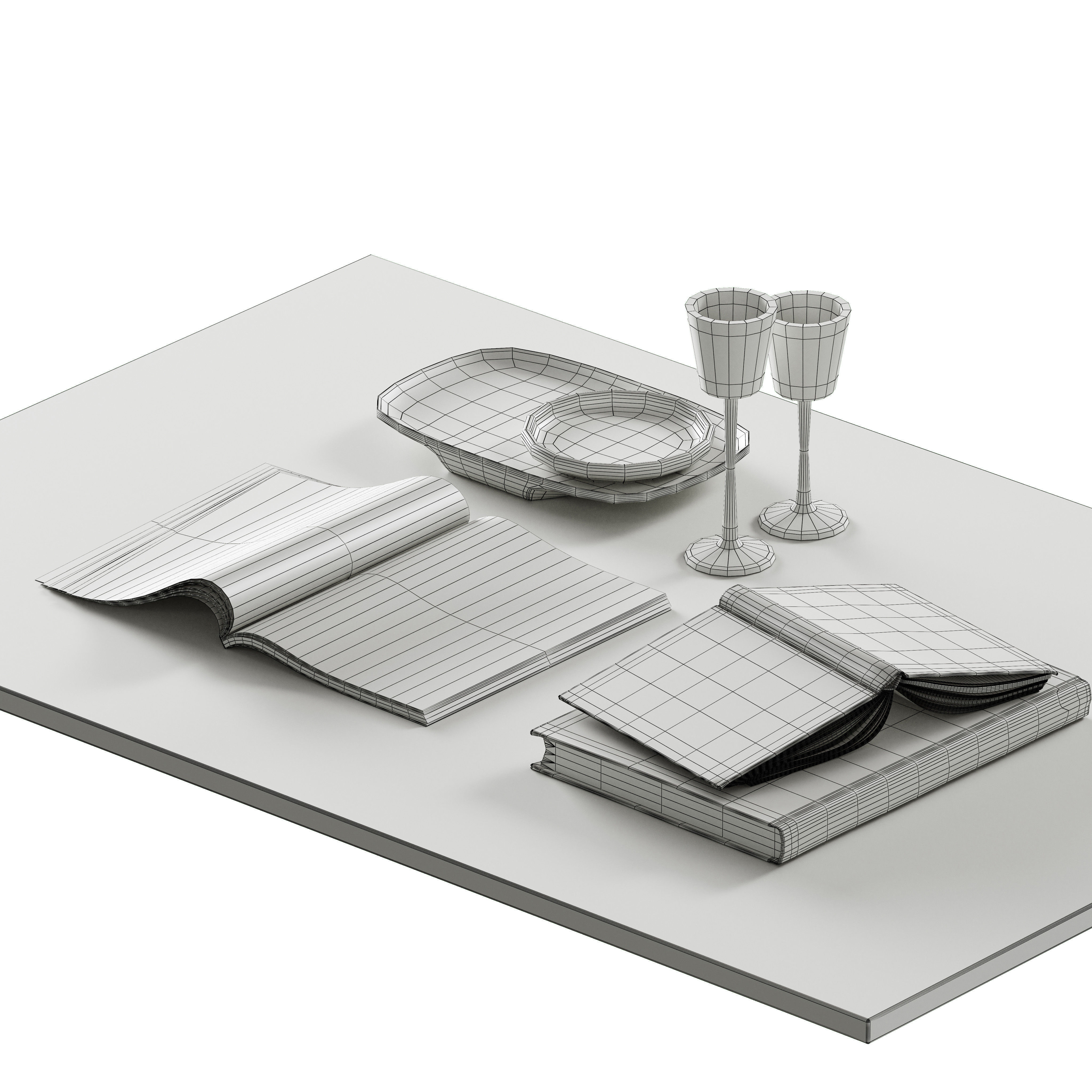 coffee table decor set001 3D model_5