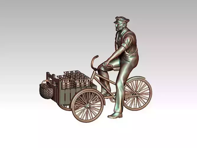 cyclist statue of man riding bicycle 3D print model