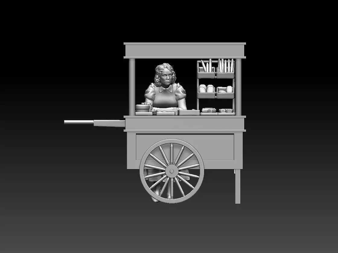 stall food cart with man 3D print model_0