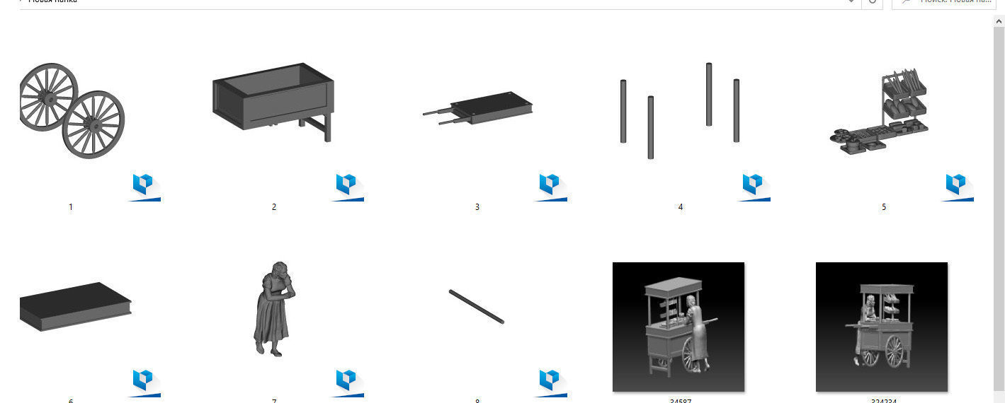 stall food cart with man 3D print model_32
