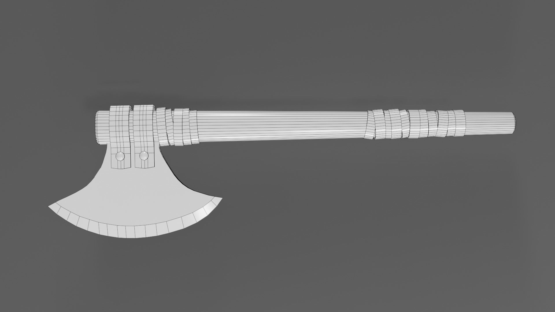 Medieval battle axe 2 Low-poly 3D model_10
