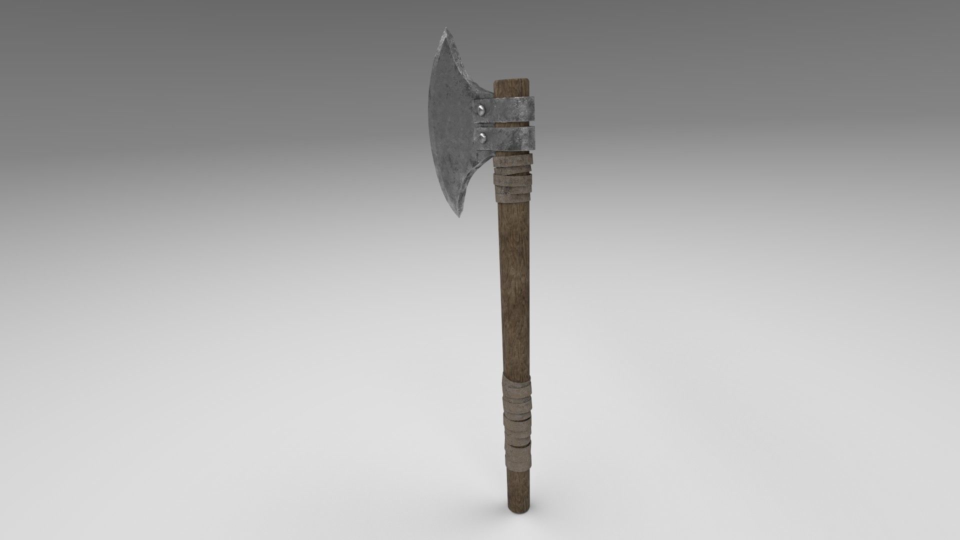 Medieval battle axe 2 Low-poly 3D model_7