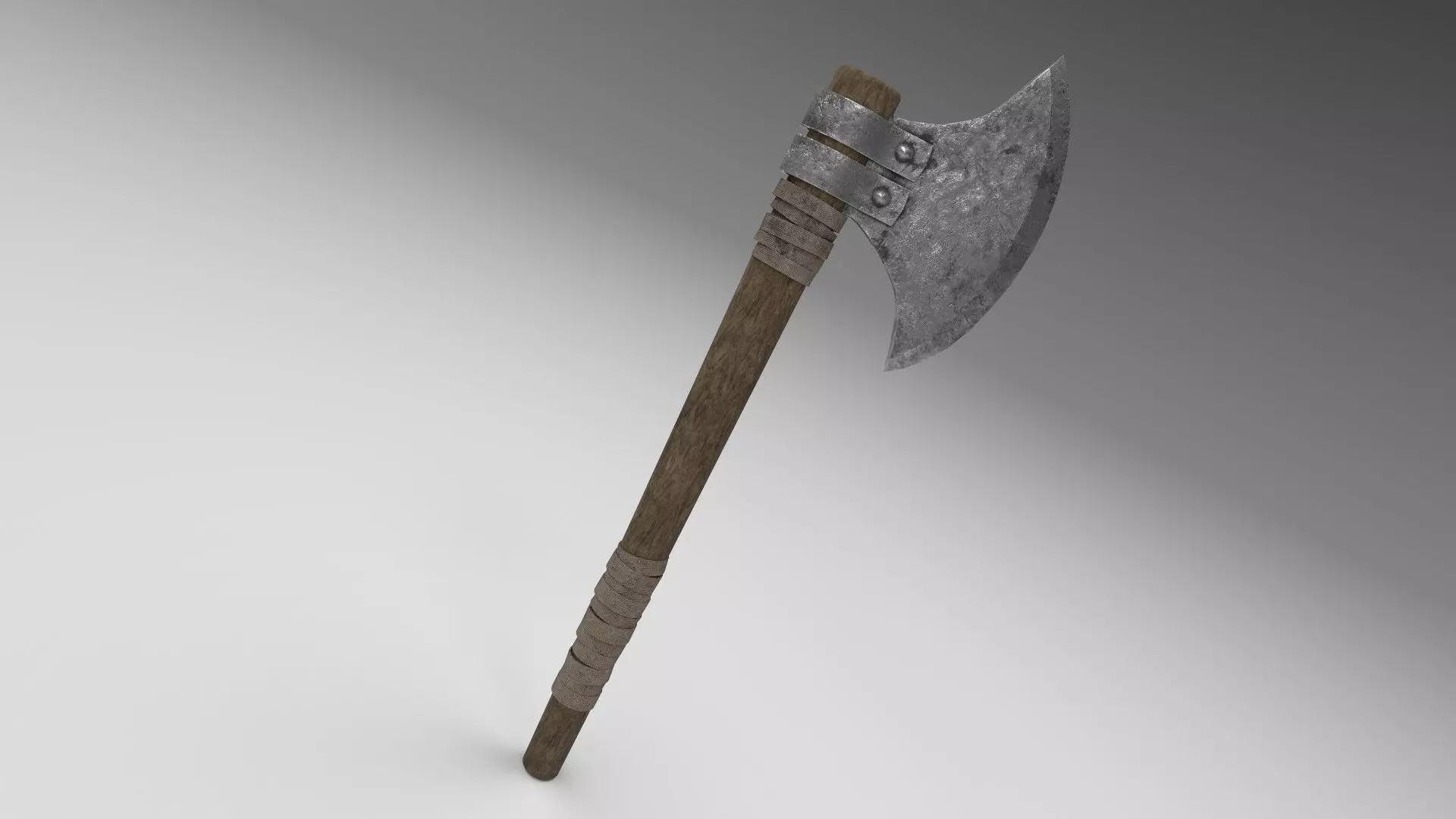 Medieval battle axe 2 Low-poly 3D model_0