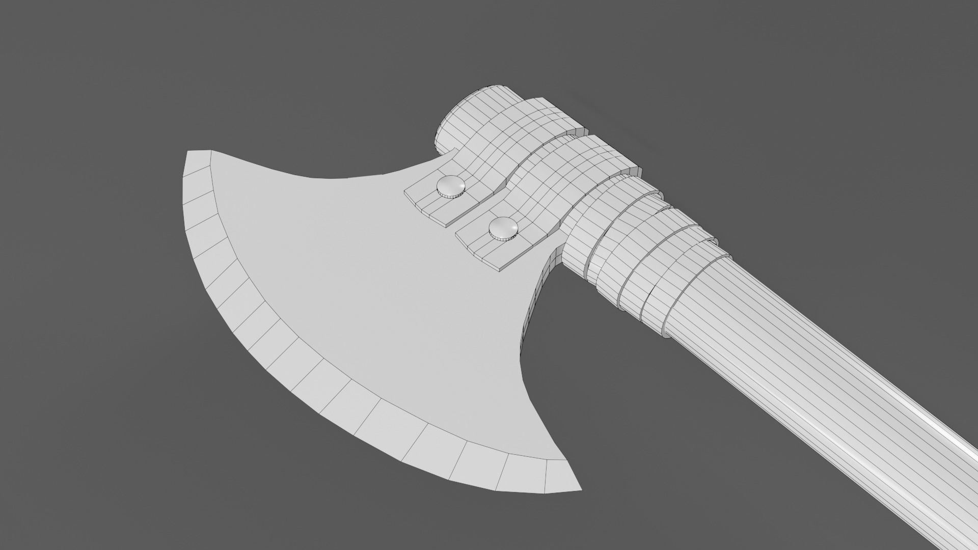 Medieval battle axe 2 Low-poly 3D model_11