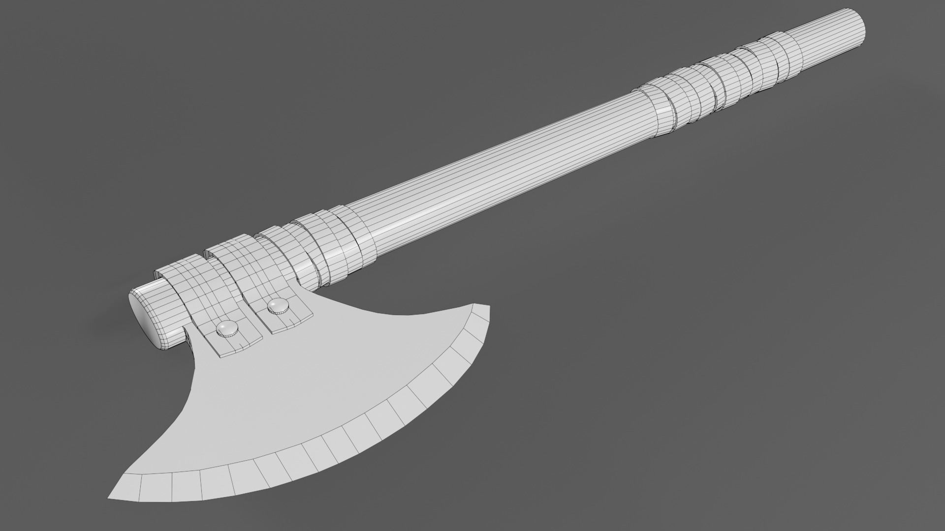 Medieval battle axe 2 Low-poly 3D model_9