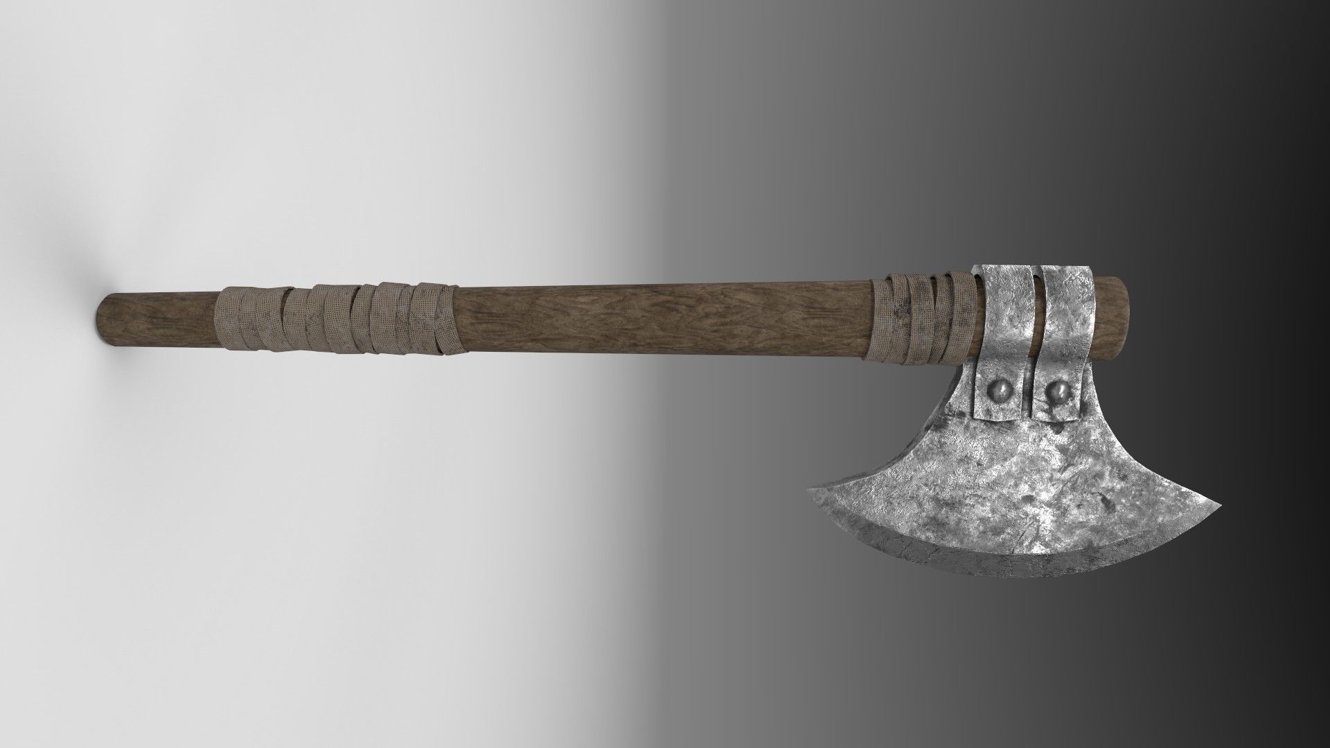 Medieval battle axe 2 Low-poly 3D model_3