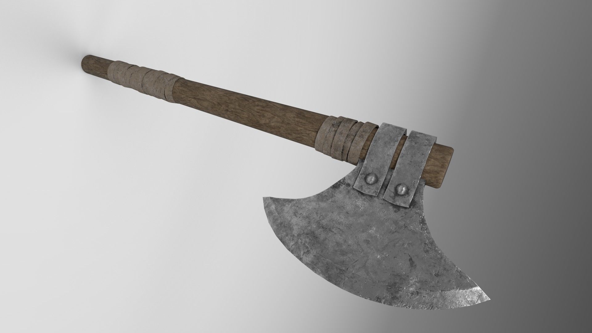 Medieval battle axe 2 Low-poly 3D model_1