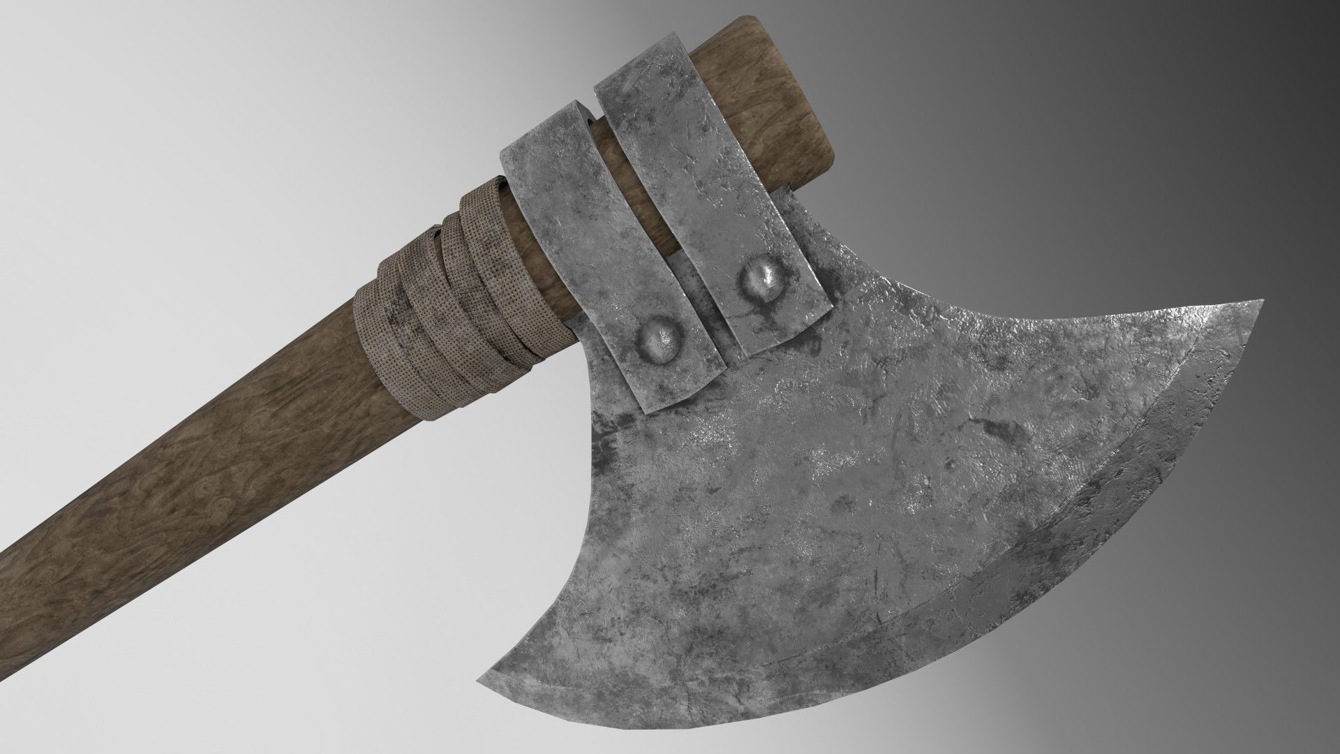Medieval battle axe 2 Low-poly 3D model_4