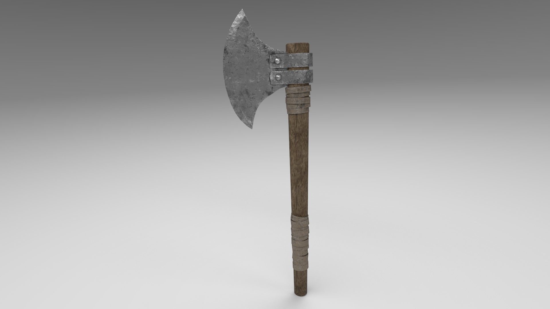 Medieval battle axe 2 Low-poly 3D model_6